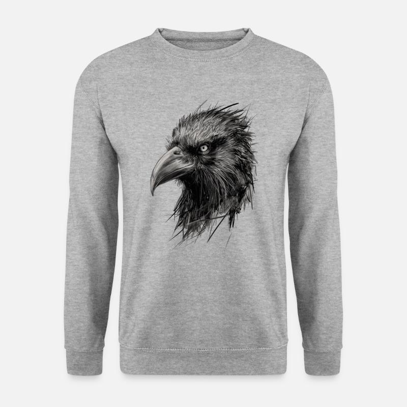 Rabenzeichnung Abstrakte Illustration - Unisex Pullover - Weißgrau meliert
