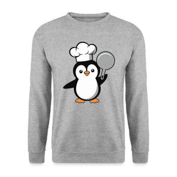 Pingouin de cuisine avec poêle pour les amateurs de cuisine - Sweat-shirt Unisexe - gris chiné - Devant - Alina (178cm) & Michal (187cm)