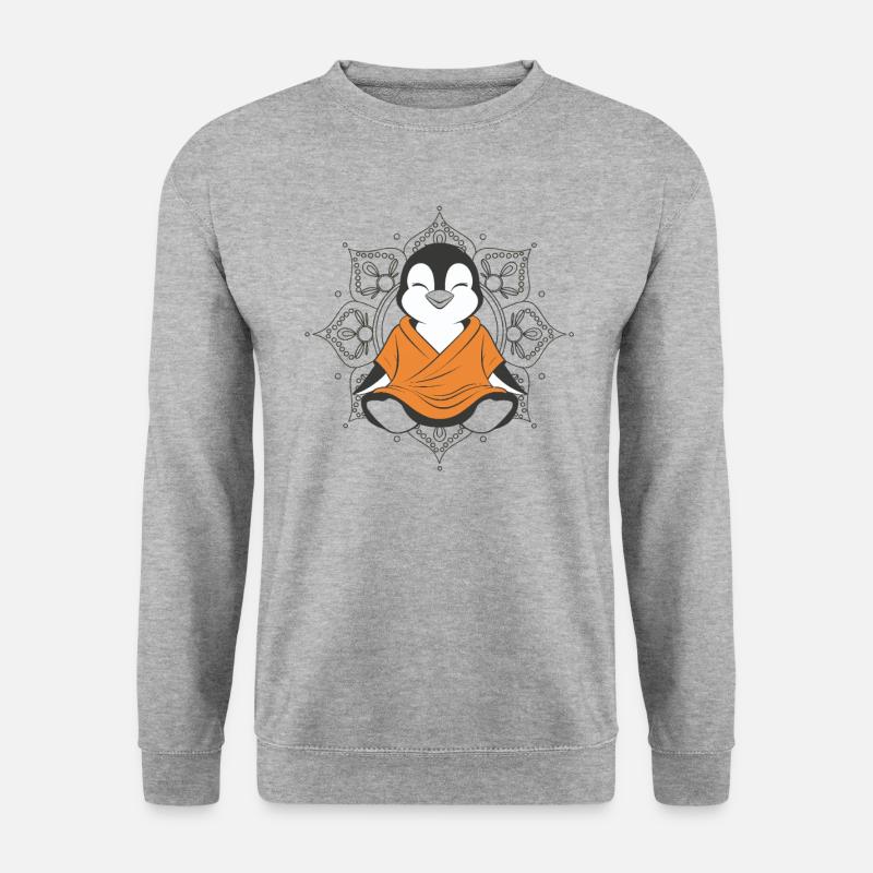 Meditating penguin with mandala background - Unisex Sweatshirt - salt & pepper