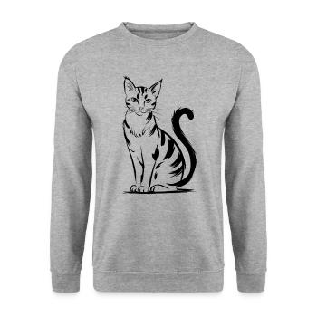 Elegant Cat Illustration for Cat Lover - Unisex Sweatshirt - salt & pepper - Front - Alina (178cm) & Michal (187cm)