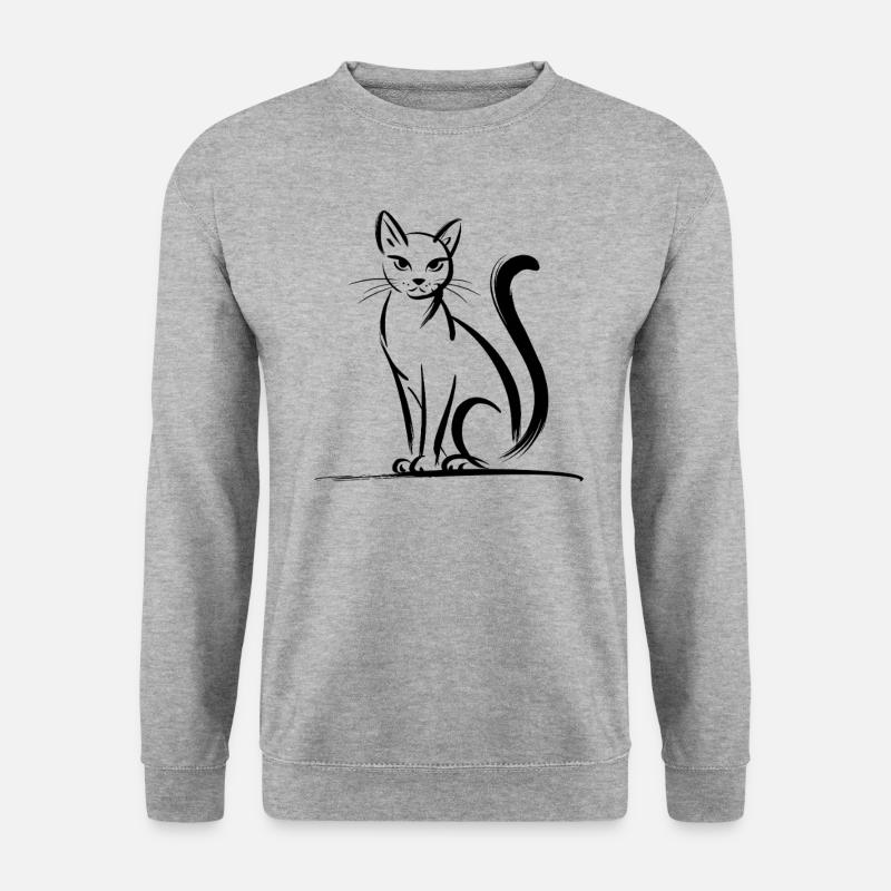 Elegant Cats Silhouette Drawing - Unisex Sweatshirt - salt & pepper
