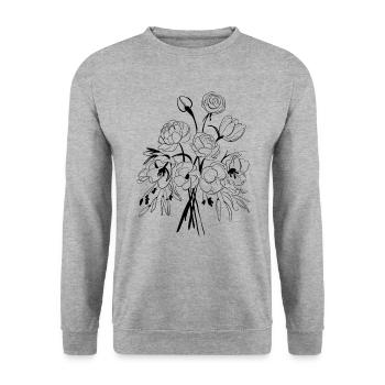 Elegant bouquet sketch for nature lovers - Unisex Sweatshirt - salt & pepper - Front - Alina (178cm) & Michal (187cm)