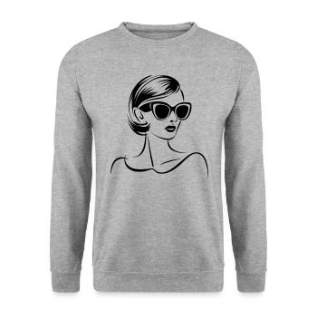 Stylish woman with sunglasses illustration - Unisex Sweatshirt - salt & pepper - Front - Alina (178cm) & Michal (187cm)