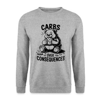 Carbs on Consequences for Food Lover Humor - Unisex Sweatshirt - salt & pepper - Front - Alina (178cm) & Michal (187cm)