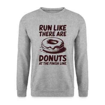 Run like a marathon runner with donuts at the finish - Unisex Sweatshirt - salt & pepper - Front - Alina (178cm) & Michal (187cm)
