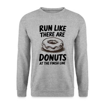 Run like donuts are at the finish line for marathon runners - Unisex Sweatshirt - salt & pepper - Front - Alina (178cm) & Michal (187cm)