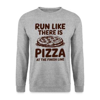 Lauf, Als Wäre Pizza Im Ziel Marathon Läufer - Unisex Pullover - Weißgrau meliert - Vorne - Alina (178cm) & Michal (187cm)