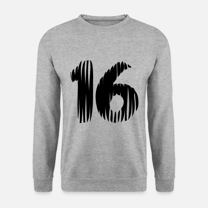 16 Zahl Trikot - Unisex Pullover - Weißgrau meliert