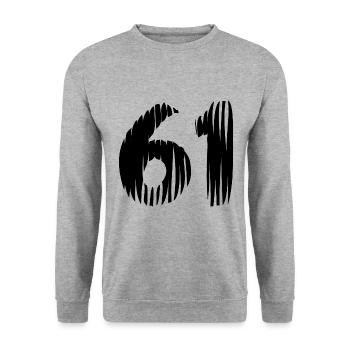 61 Zahl Trikot - Unisex Pullover - Weißgrau meliert - Vorne - Alina (178cm) & Michal (187cm)