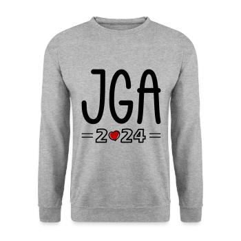 Ibiza 2024 Herz - Unisex Pullover - Weißgrau meliert - Vorne - Alina (178cm) & Michal (187cm)