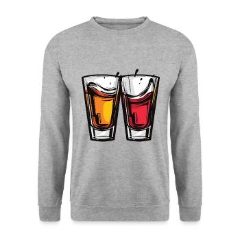 Tequila Glass Cheers Party - Sweat-shirt Unisexe - gris chiné - Devant - Alina (178cm) & Michal (187cm)