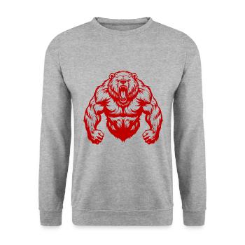 Entraînement des muscles de l’ours grizzli - Sweat-shirt Unisexe - gris chiné - Devant - Alina (178cm) & Michal (187cm)