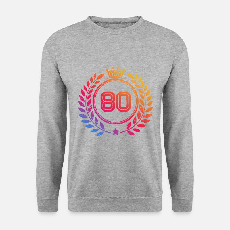 80 Zahl Kranz - Unisex Pullover - Weißgrau meliert