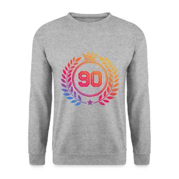 90 Number wreath - Unisex Sweatshirt - salt & pepper - Front - Alina (178cm) & Michal (187cm)