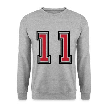 11 Zahl symbol - Unisex Pullover - Weißgrau meliert - Vorne - Alina (178cm) & Michal (187cm)