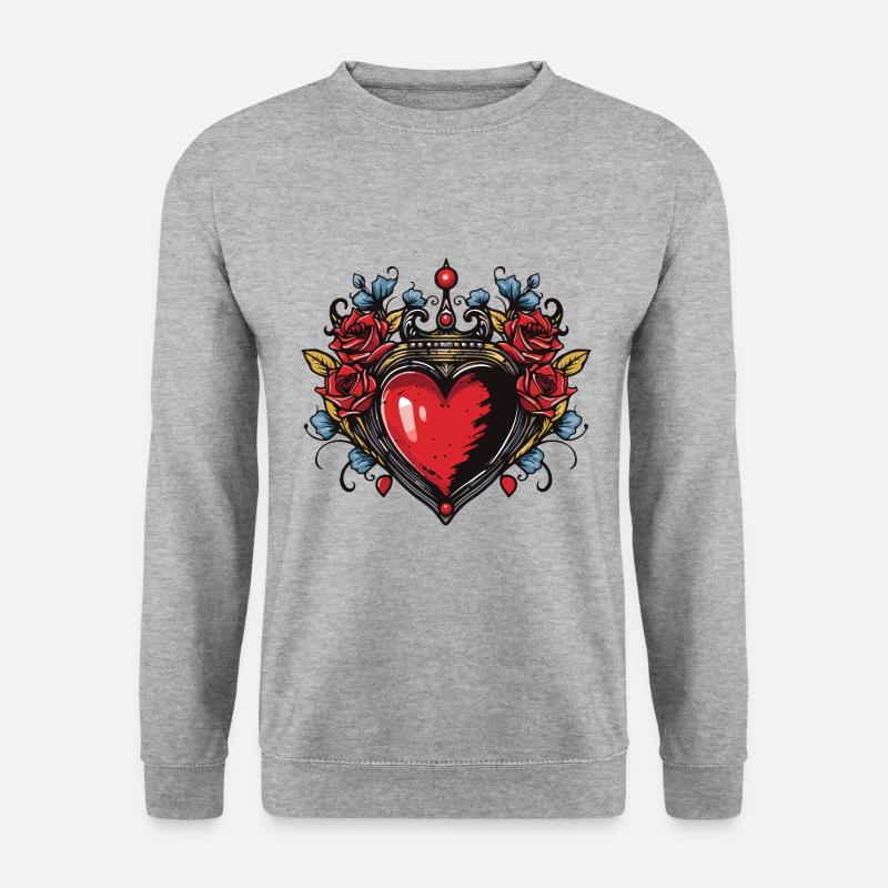 Herz Symbol Liebe - Unisex Pullover - Weißgrau meliert