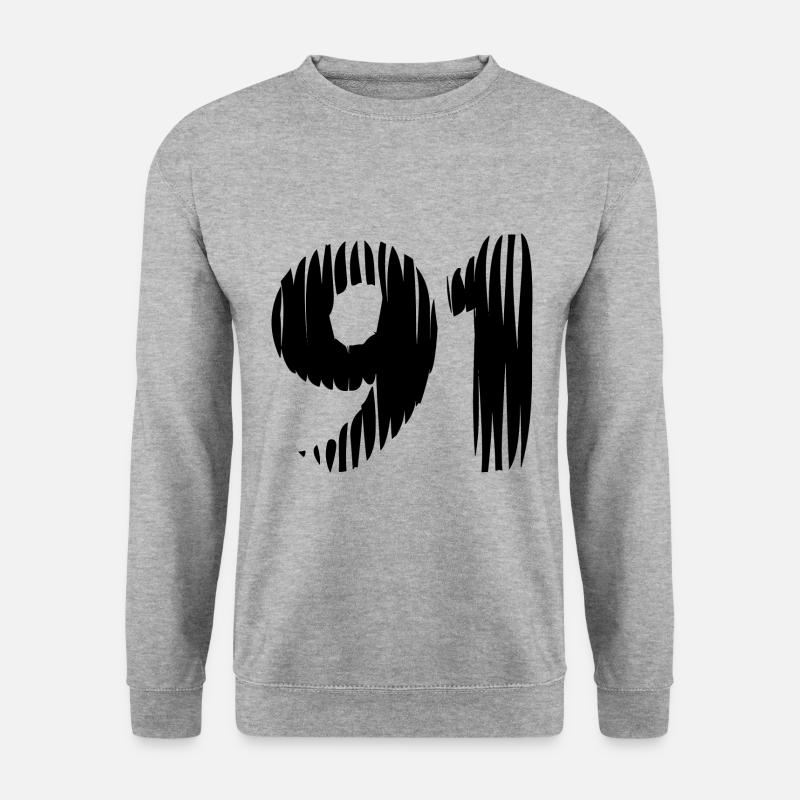 91 Zahl Trikot - Unisex Pullover - Weißgrau meliert