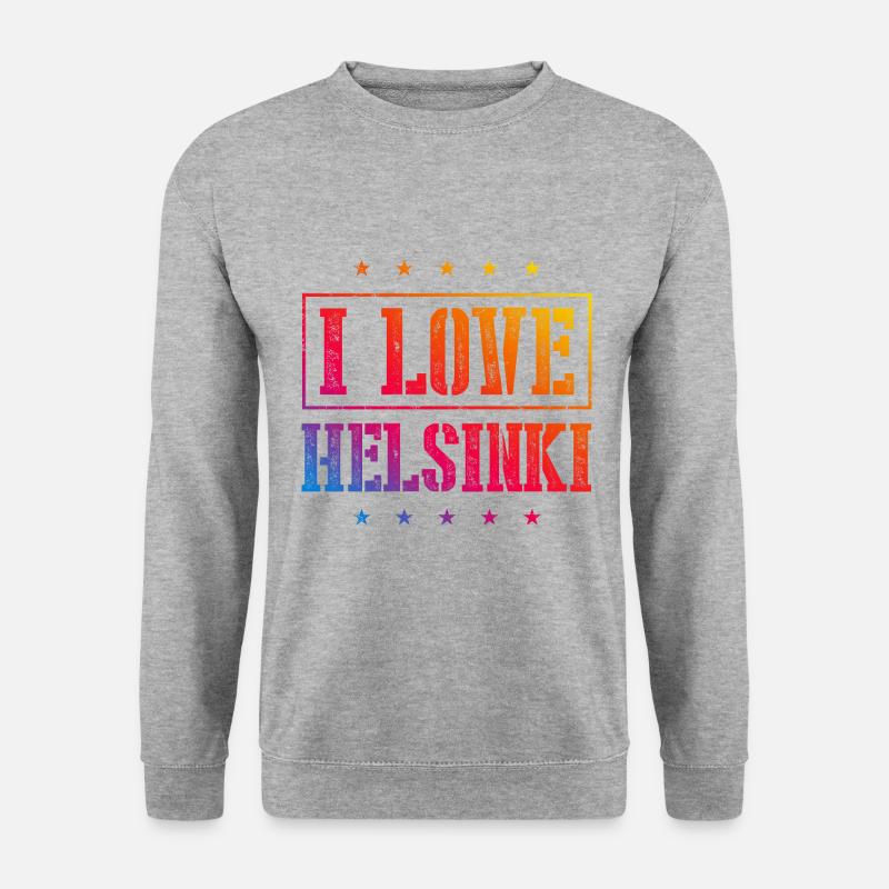I Love Helsinki - Unisex Pullover - Weißgrau meliert