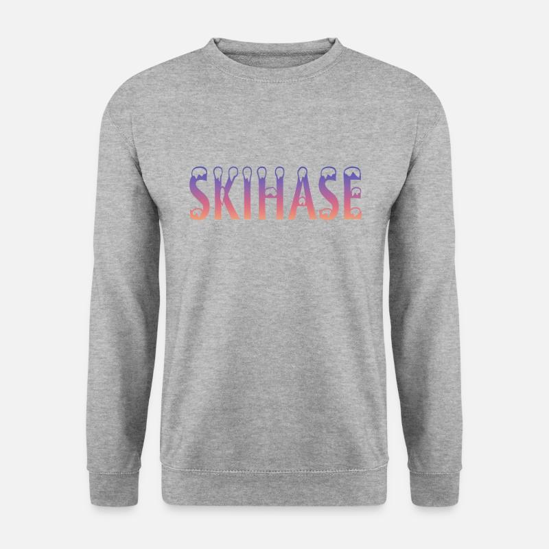 Skihase Skiing Geschenkidee - Unisex Pullover - Weißgrau meliert