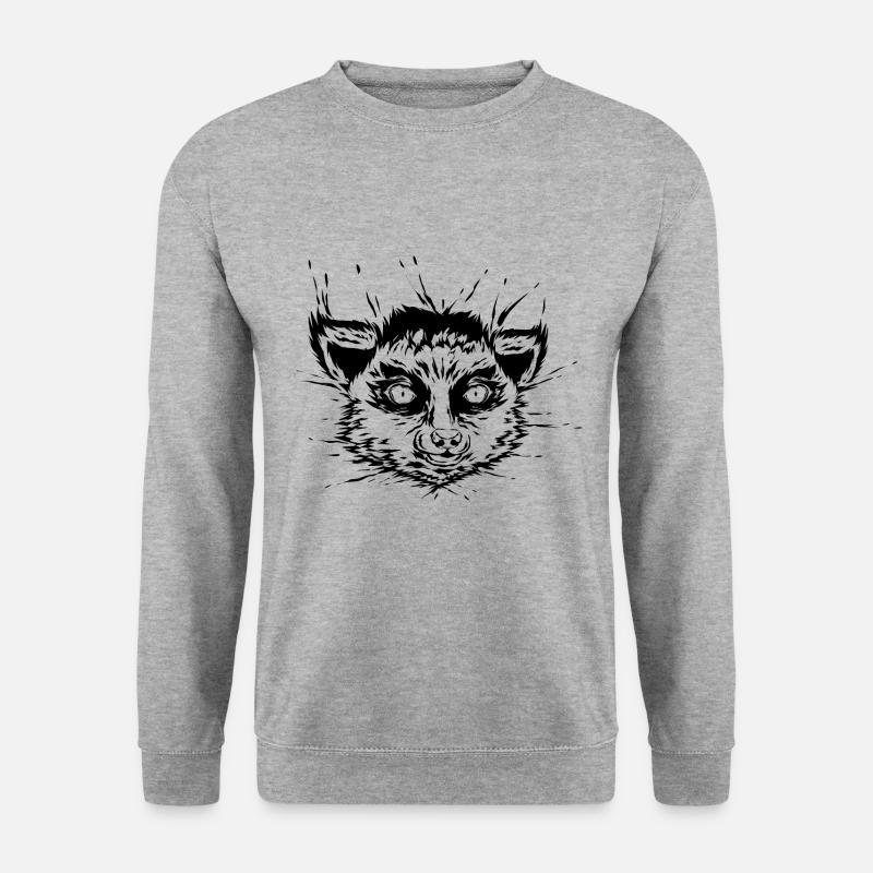 Lemur Kopf - Unisex Pullover - Weißgrau meliert