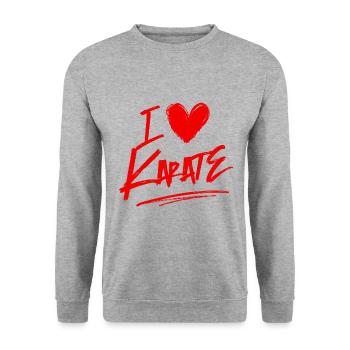 Ich liebe Karate - Unisex Pullover - Weißgrau meliert - Vorne - Alina (178cm) & Michal (187cm)