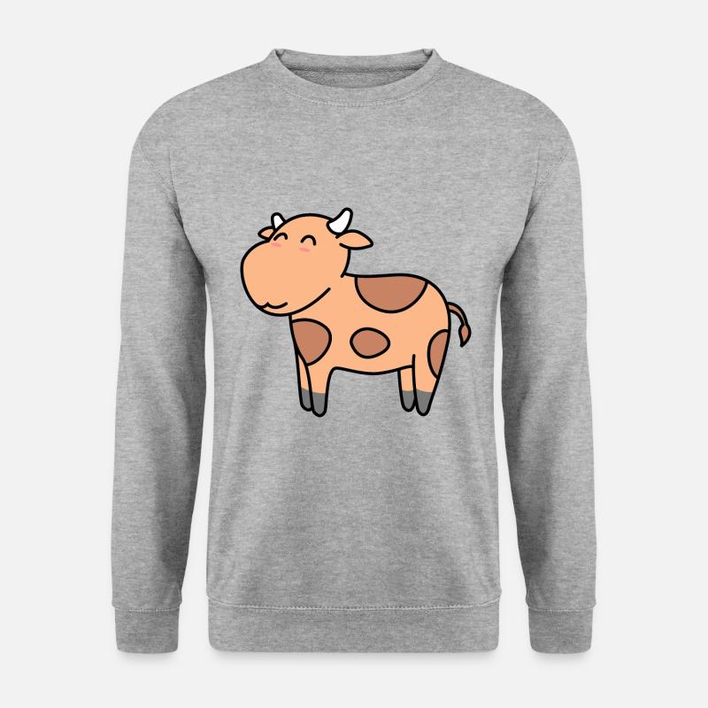 Kuh Comic Tier - Unisex Pullover - Weißgrau meliert