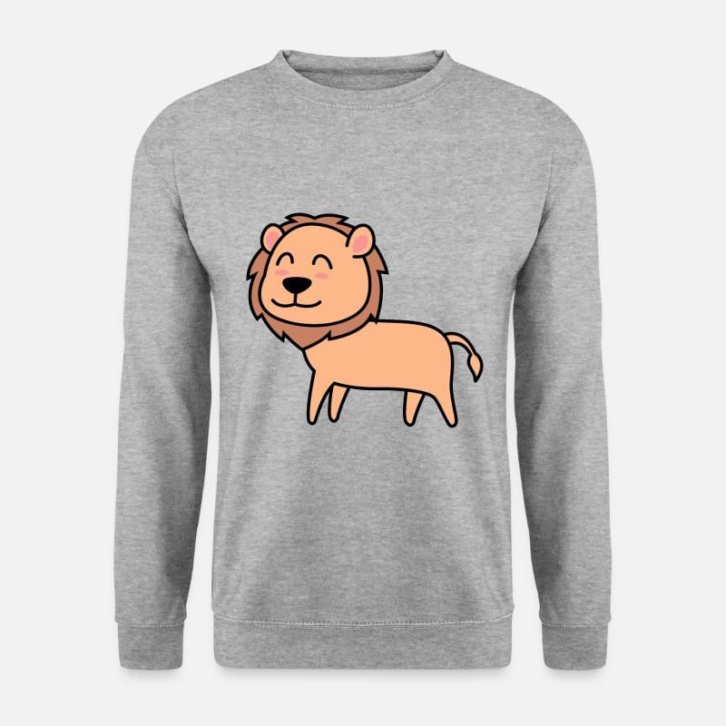 Löwe Comic Tier - Unisex Pullover - Weißgrau meliert