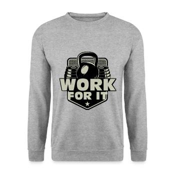 Work for it, Gym, Fitnessstudio - Unisex Pullover - Weißgrau meliert - Vorne - Alina (178cm) & Michal (187cm)