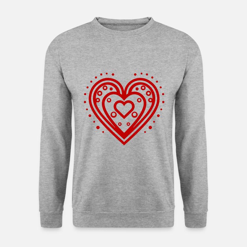Herz Design Love - Unisex Pullover - Weißgrau meliert