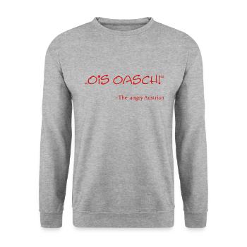 Ois Oasch! the angry austrian - Unisex Pullover - Weißgrau meliert - Vorne - Alina (178cm) & Michal (187cm)
