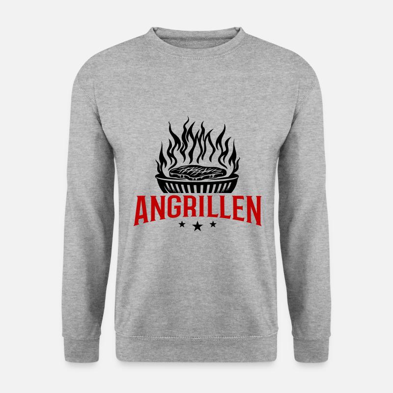 Angrillen Grillen Grill - Unisex Pullover - Weißgrau meliert