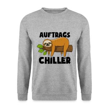 Faultier - Auftrags Chiller - Faulenzen Geschenk - Unisex Pullover - Weißgrau meliert - Vorne - Alina (178cm) & Michal (187cm)