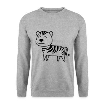 Tiger Comic Animal - Unisex Sweatshirt - salt & pepper - Front - Alina (178cm) & Michal (187cm)