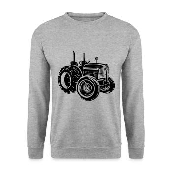 Traktor Farmer Symbol Bauer - Unisex Pullover - Weißgrau meliert - Vorne - Alina (178cm) & Michal (187cm)