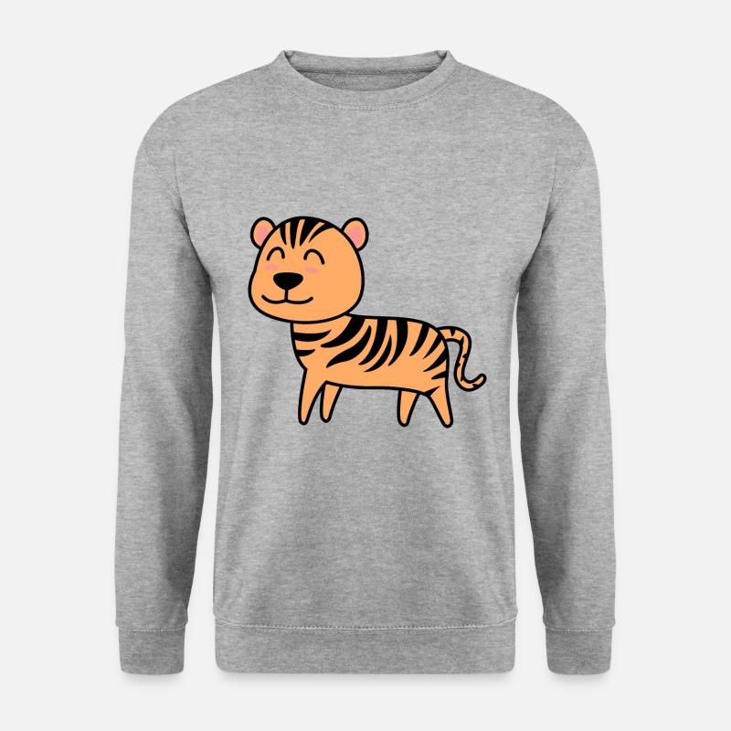 Tiger Comic Tier - Unisex Pullover - Weißgrau meliert