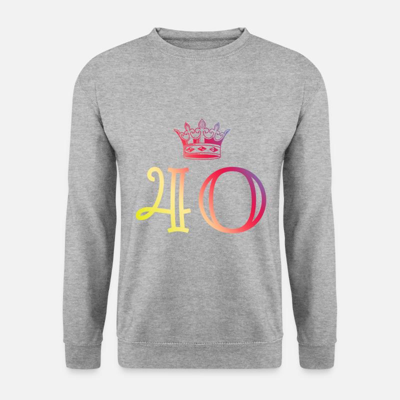 40 Zahl Krone - Unisex Pullover - Weißgrau meliert