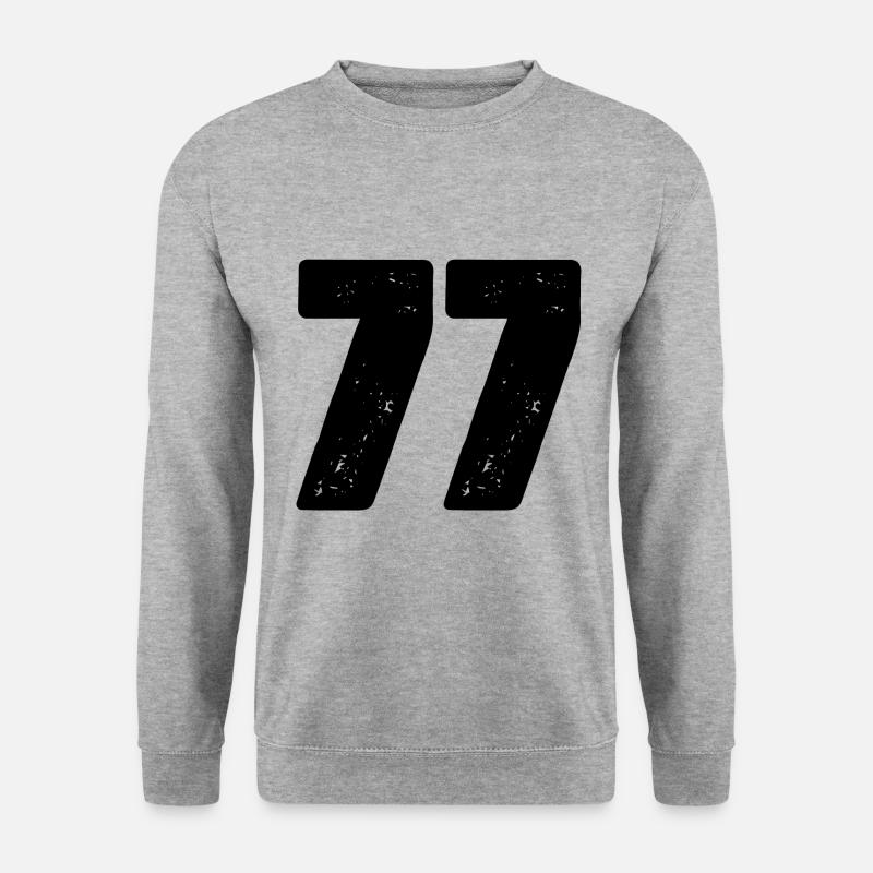 77 Zahl Trikot - Unisex Pullover - Weißgrau meliert