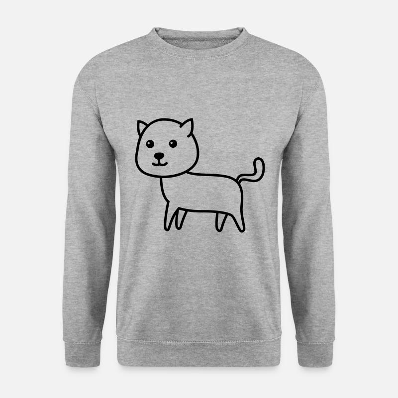 Katze Comic Tier - Unisex Pullover - Weißgrau meliert