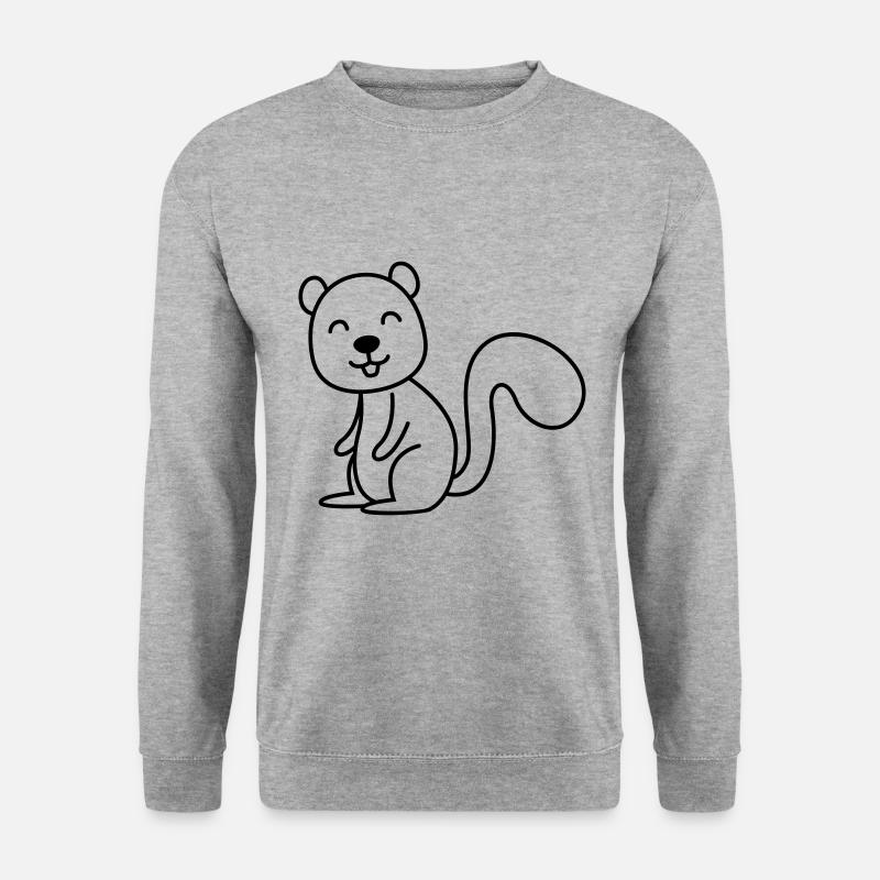 Eichhörnchen Comic Tier - Unisex Pullover - Weißgrau meliert