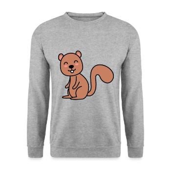 Squirrel Comic Animal - Unisex Sweatshirt - salt & pepper - Front - Alina (178cm) & Michal (187cm)
