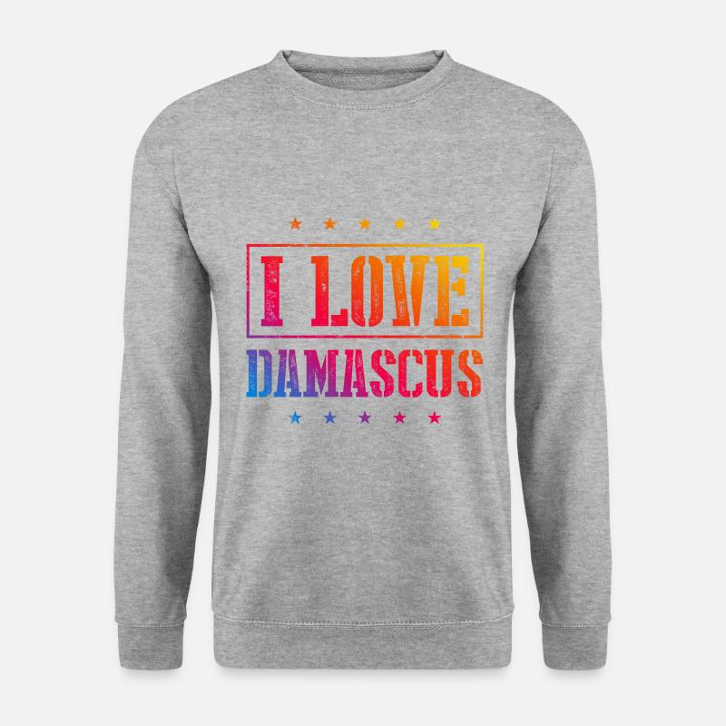 I Love Damascus - Unisex Pullover - Weißgrau meliert