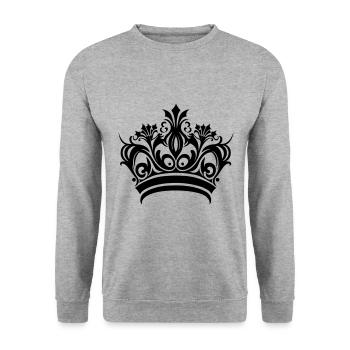 Krone Symbol - Unisex Pullover - Weißgrau meliert - Vorne - Alina (178cm) & Michal (187cm)