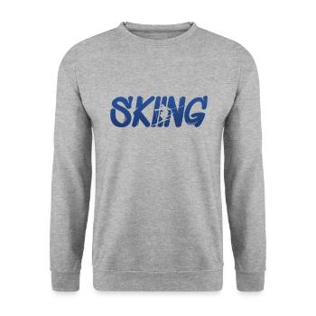 Skifahren, Skiing, Ski - Unisex Pullover - Weißgrau meliert - Vorne - Alina (178cm) & Michal (187cm)
