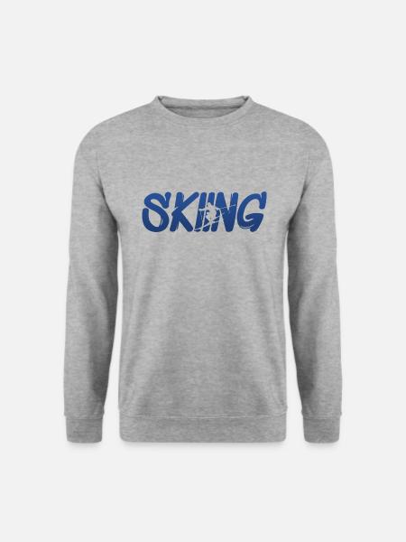 Skifahren, Skiing, Ski - Unisex Pullover - Weißgrau meliert