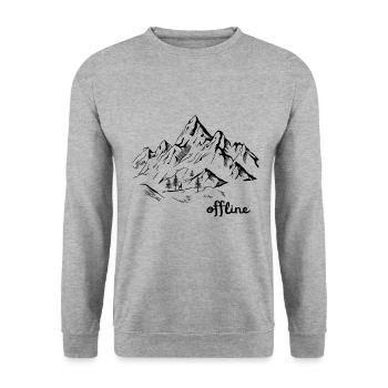 offline Berglandschaft Wandern - Unisex Pullover - Weißgrau meliert - Vorne - Alina (178cm) & Michal (187cm)