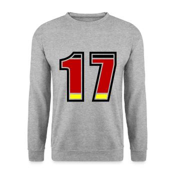 17 Number Germany Jersey - Unisex Sweatshirt - salt & pepper - Front - Alina (178cm) & Michal (187cm)