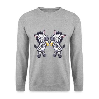 Zebra Comic Beer Funny Booze - Unisex Sweatshirt - salt & pepper - Front - Alina (178cm) & Michal (187cm)