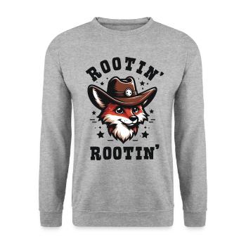 Fuchs Cowboy Lustige Tiere - Unisex Pullover - Weißgrau meliert - Vorne - Alina (178cm) & Michal (187cm)