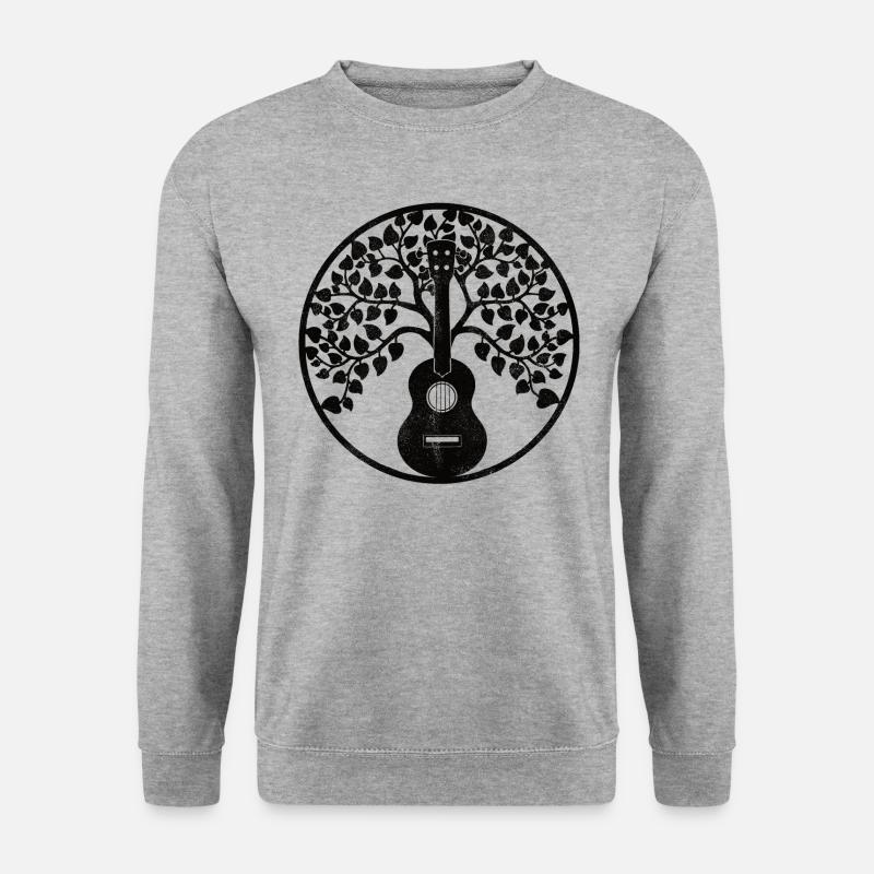 Ukulele tree mandala schwarz - Unisex Pullover - Weißgrau meliert