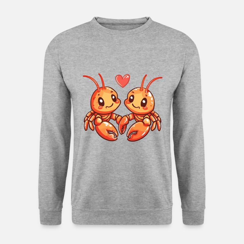 Hummer Paar Verliebt Krebs Tier Valentinstag - Unisex Pullover - Weißgrau meliert